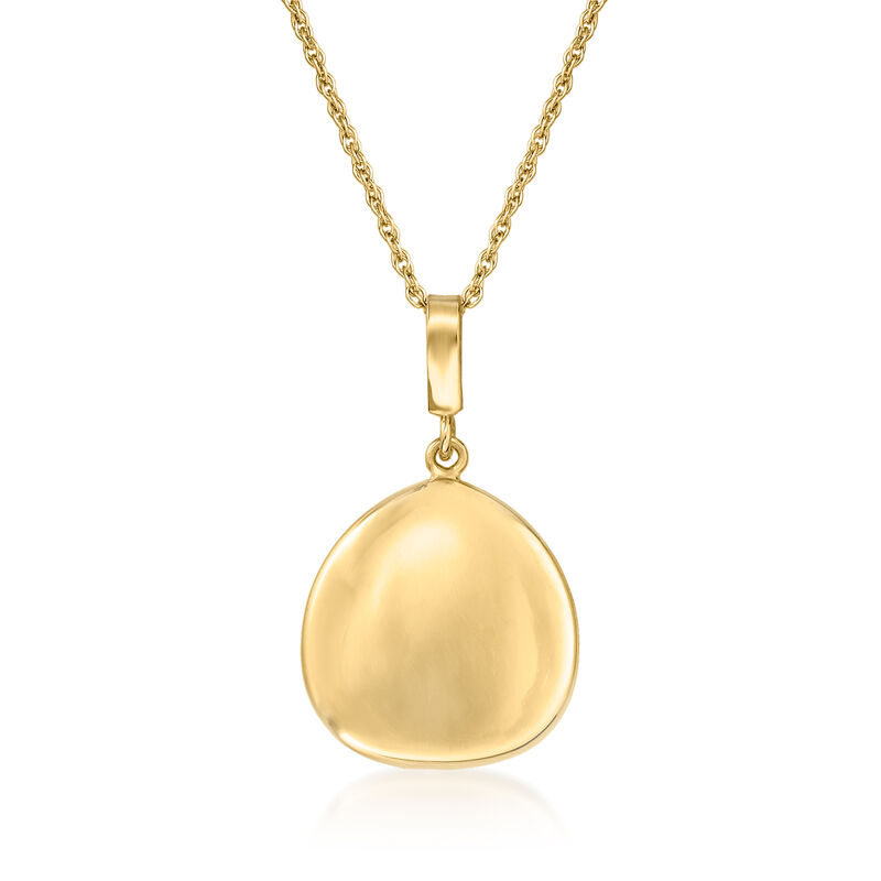 14kt Yellow Gold Flat Pear-Shaped Pendant Necklace image number 0