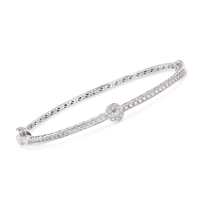ALOR .42 ct. t.w. Diamond Bangle Bracelet in 18kt White Gold. 7&quot; image number 0