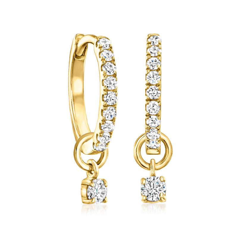 Diamond Circle Hoop Charms in 14kt Yellow Gold image number 3