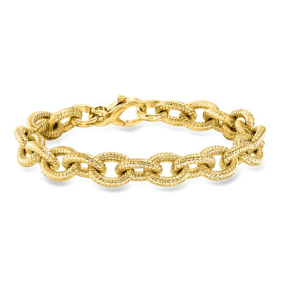 Italian 14kt Yellow Gold-Plated Oval-Link Bracelet