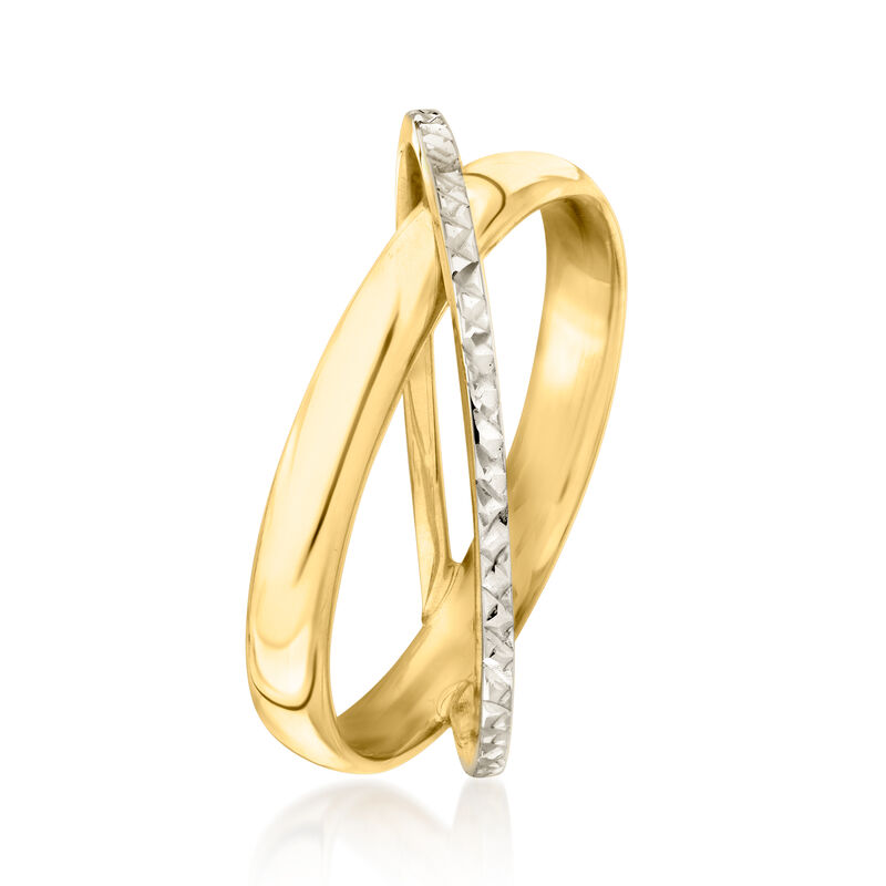 Italian 14kt Two-Tone Gold Crisscross Ring. Size 7 image number 1