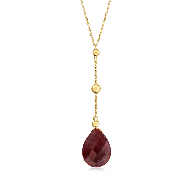 10.00 Carat Ruby and Bead Drop Necklace in 14kt Yellow Gold image number 0