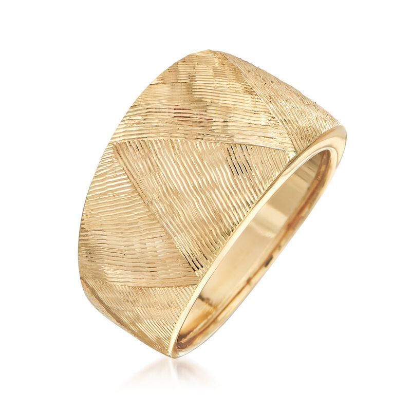 Italian 18kt Yellow Gold Textured Ring image number 2