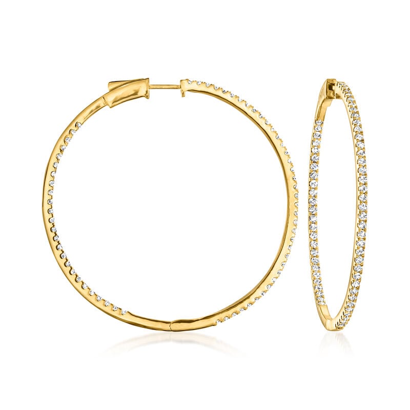 2.00 ct. t.w. Diamond Inside-Outside Hoop Earrings in 18kt Gold Over Sterling. 1 3/4&quot; image number 0