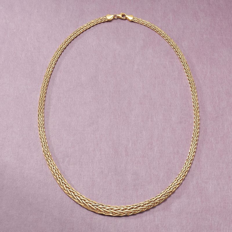 18kt Yellow Gold Graduated Wheat-Link Necklace image number 2