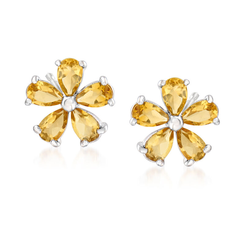 2.00 ct. t.w. Citrine Flower Earrings in Sterling Silver image number 0