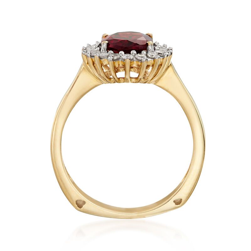 2.10 Carat Garnet and .25 ct. t.w. Diamond Ring in 14kt Yellow Gold image number 3