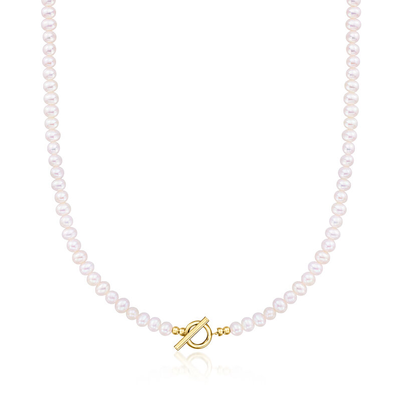 4-5mm Cultured Pearl Toggle Necklace with 14kt Yellow Gold image number 0