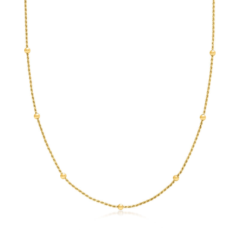 Italian 18kt Gold Over Sterling Bead Station Necklace. 18&quot; image number 1