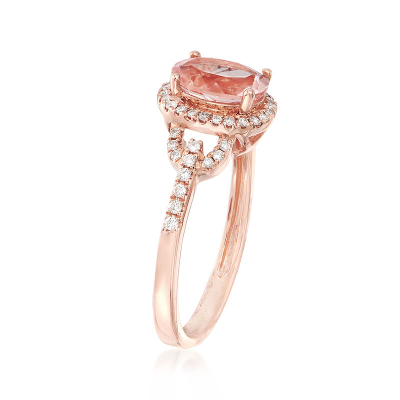 1.20 Carat Morganite and .21 ct. t.w. Diamond Ring in 14kt Rose Gold image number 2