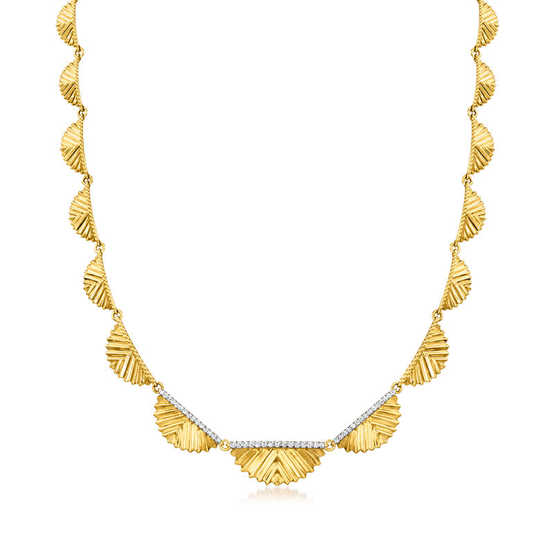 .50 ct. t.w. Diamond Fan Necklace in 18kt Gold Over Sterling image number 0