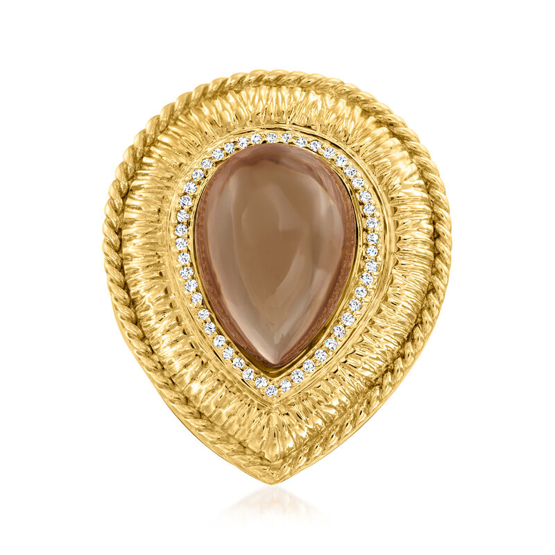 10.00 Carat Smoky Quartz and .16 ct. t.w. Diamond Ring in 14kt Yellow Gold image number 0