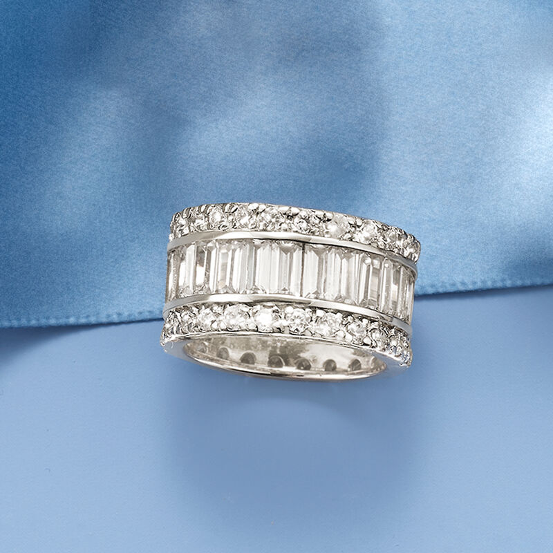 6.95 ct. t.w. Baguette and Round CZ Eternity Band in Sterling Silver image number 3