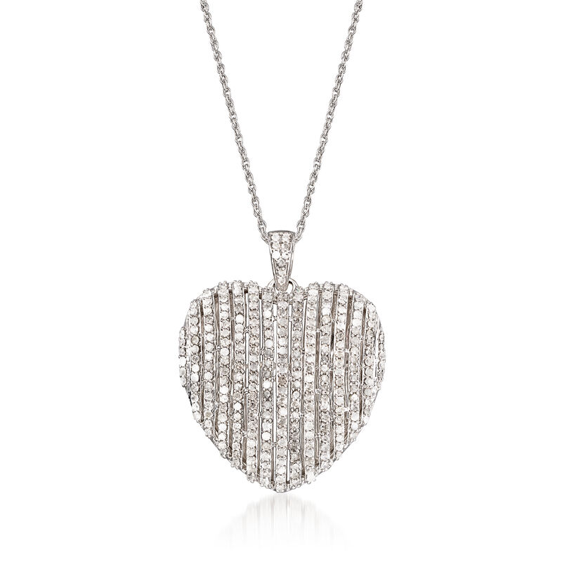 1.50 ct. t.w. Diamond Heart Pendant Necklace in Sterling Silver image number 0