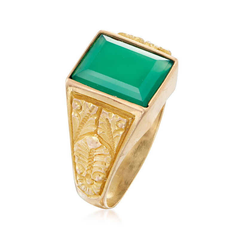C. 1970 Vintage Chrysoprase Ring in 18kt Yellow Gold image number 2