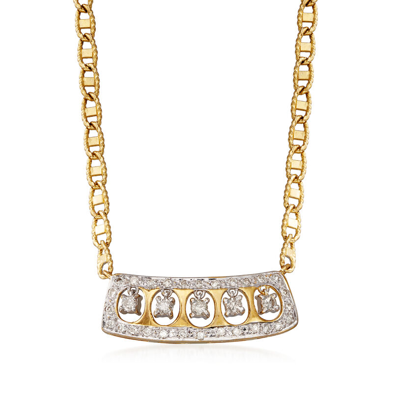 C. 1990 Vintage .65 ct. t.w. Diamond Necklace in 14kt Yellow Gold. 16&quot; image number 1