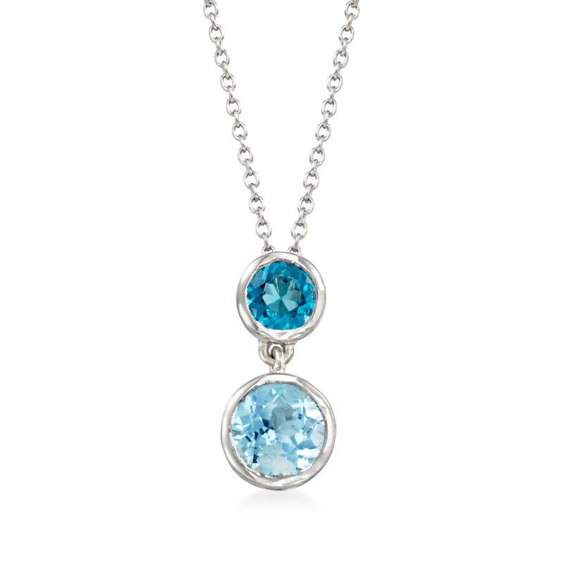 3.20 ct. t.w. London and Sky Blue Topaz Pendant Necklace in Sterling Silver. 18&quot; image number 1