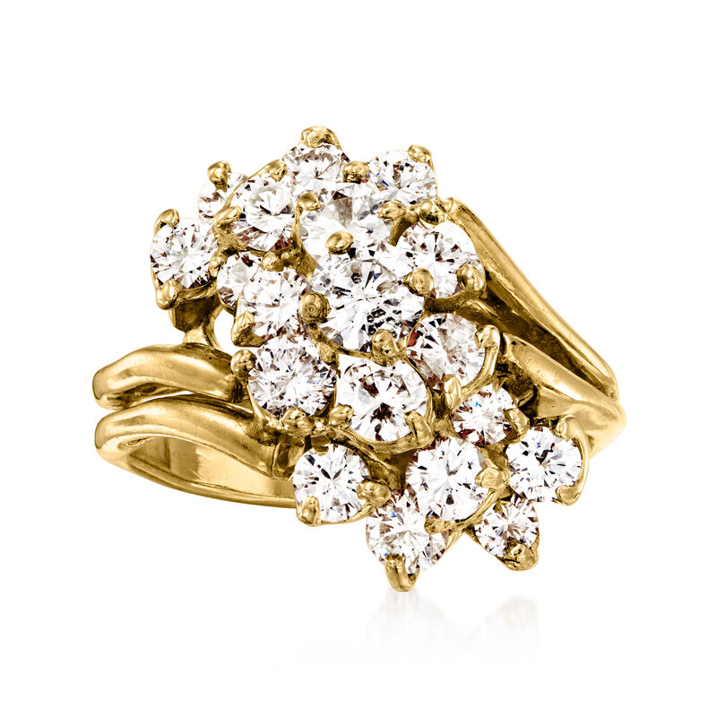 C. 1980 Vintage 1.75 ct. t.w. Diamond Waterfall Ring in 18kt Yellow Gold image number 0