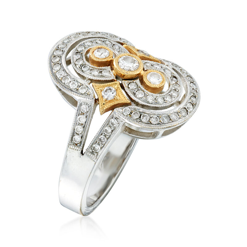 C. 2000 Vintage 1.00 ct. t.w. Diamond Dinner Ring in 18kt Two-Tone Gold image number 2