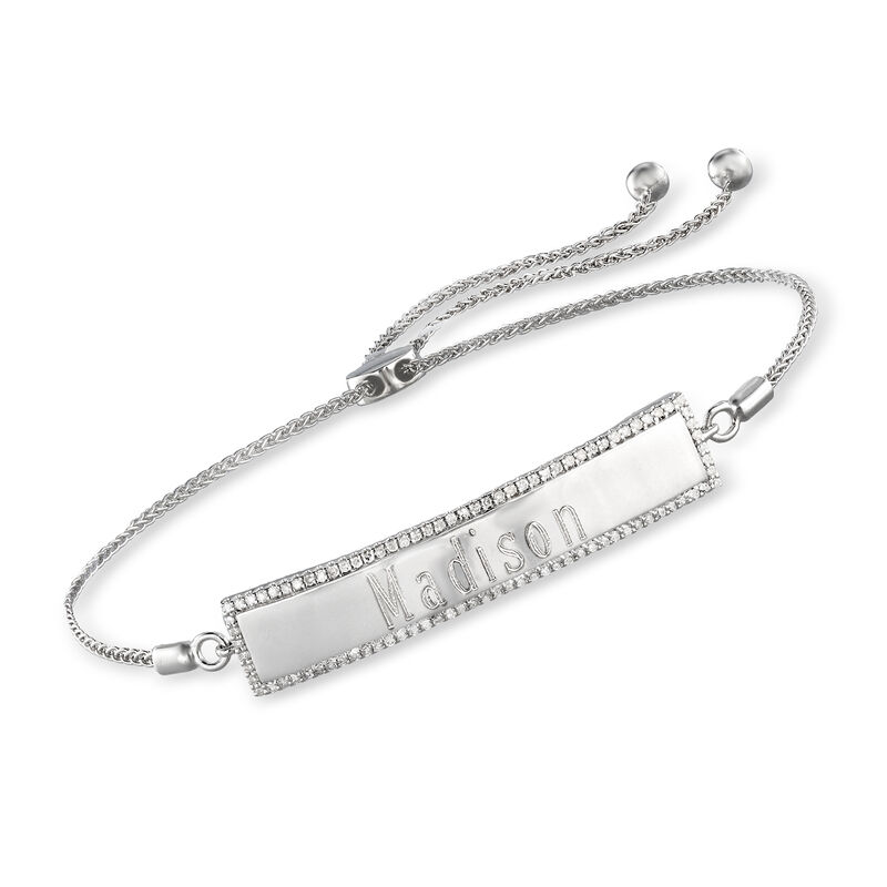 .33 ct. t.w. Diamond Personalized Bolo Bracelet in Sterling Silver image number 0