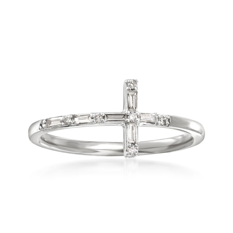 .16 ct. t.w. Diamond Cross Ring in 14kt White Gold image number 0