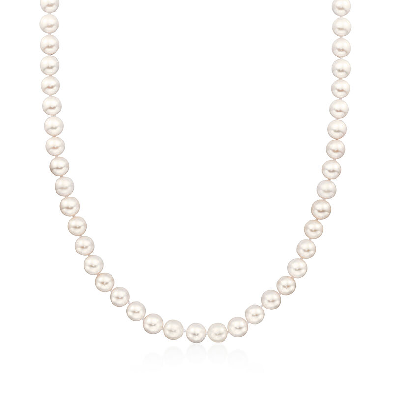 C. 1990 Vintage 6.5mm Cultured Pearl Necklace with 14kt Yellow Gold image number 0