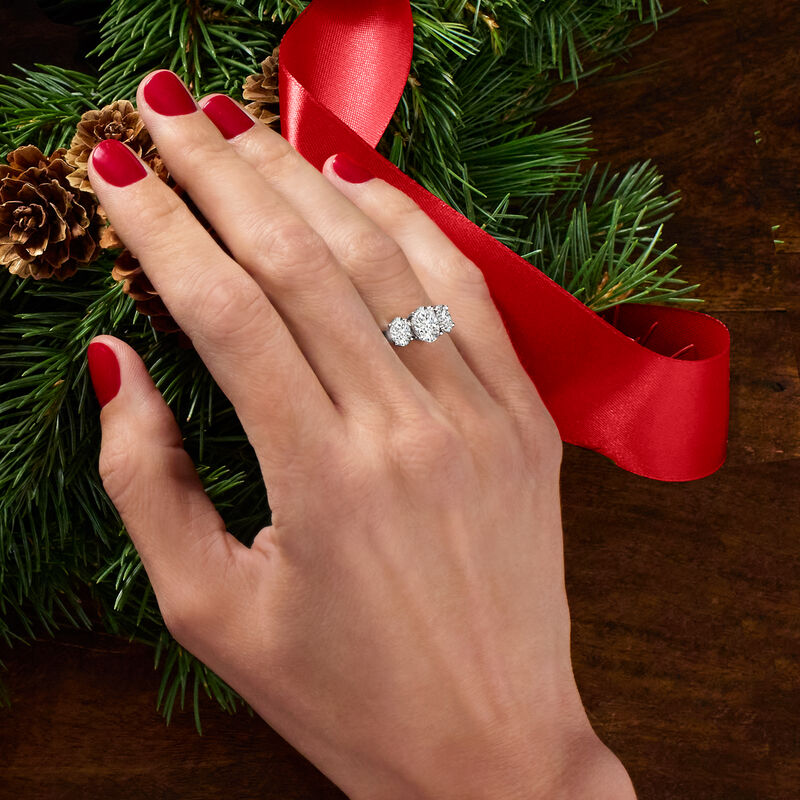 2.00 ct. t.w. Lab-Grown Diamond Three-Stone Ring in 14kt White Gold. Size 5 image number 4