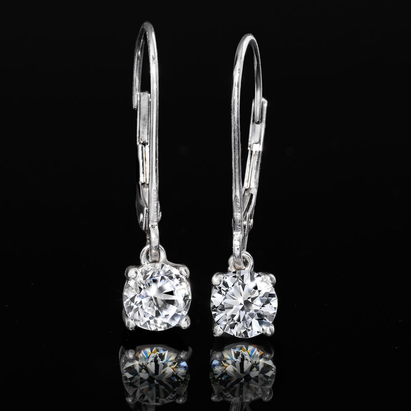 1.00 ct. t.w. Lab-Grown Diamond Drop Earrings in 14kt White Gold  image number 2