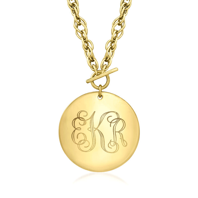 14kt Yellow Gold Personalized Disc Necklace image number 0