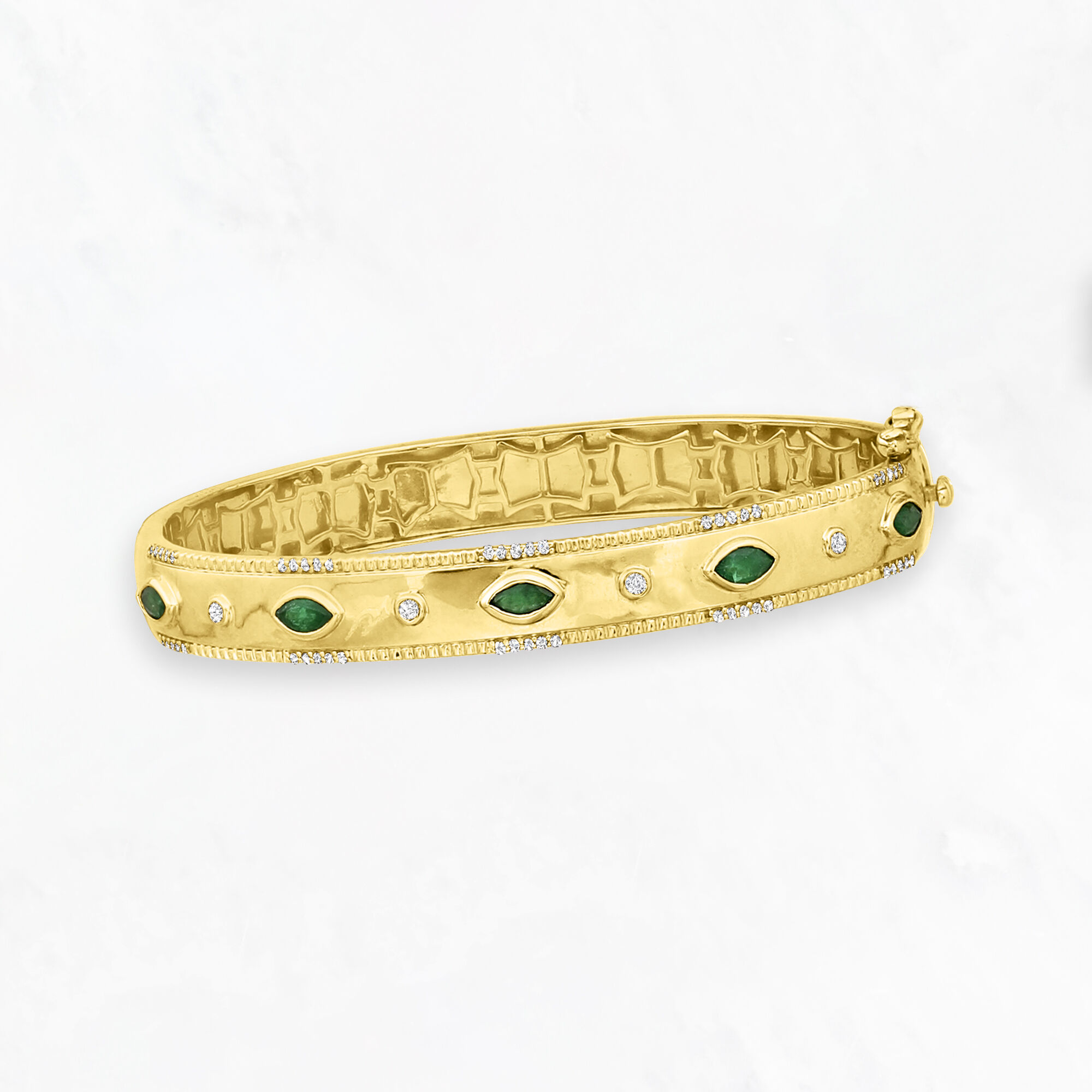 80 ct. t.w. Emerald and .26 ct. t.w. Diamond Bangle Bracelet