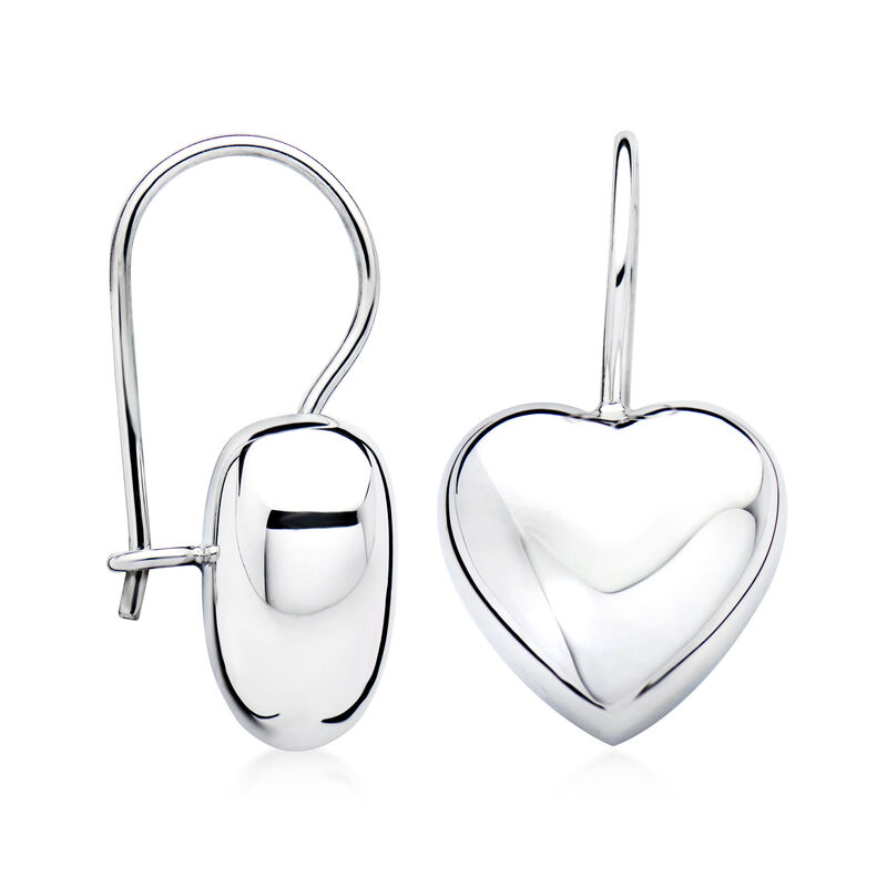 Italian Sterling Silver Heart Drop Earrings  image number 2