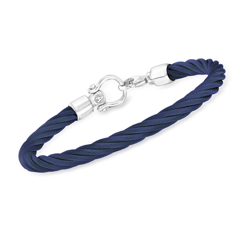 ALOR Men's Blue Stainless Steel Twisted Cable Bracelet image number 0