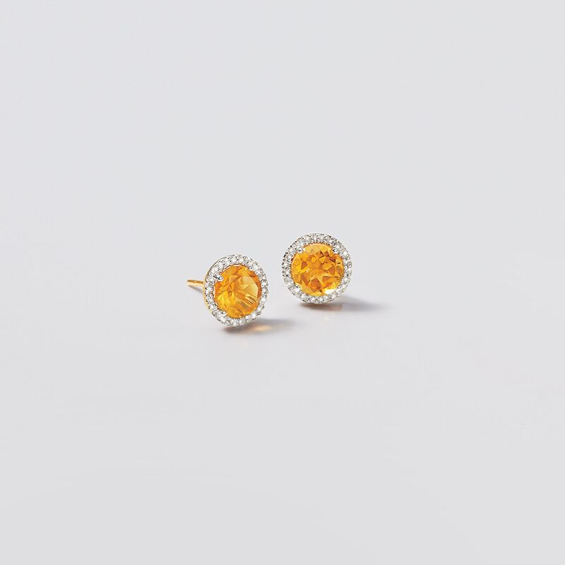 2.50 ct. t.w. Citrine Stud Earrings with Diamond Accents in 14kt Yellow Gold image number 2