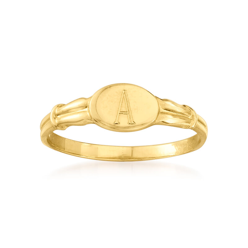 Plain - Child's 14kt Yellow Gold Signet Ring. Size 3 image number 0