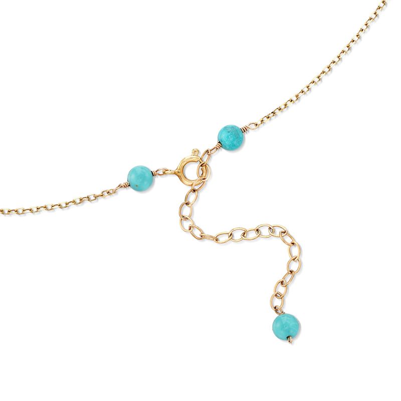 Magnesite and 4.80 ct. t.w. Blue Topaz Necklace with Turquoise in 14kt Yellow Gold. 16&quot; image number 2