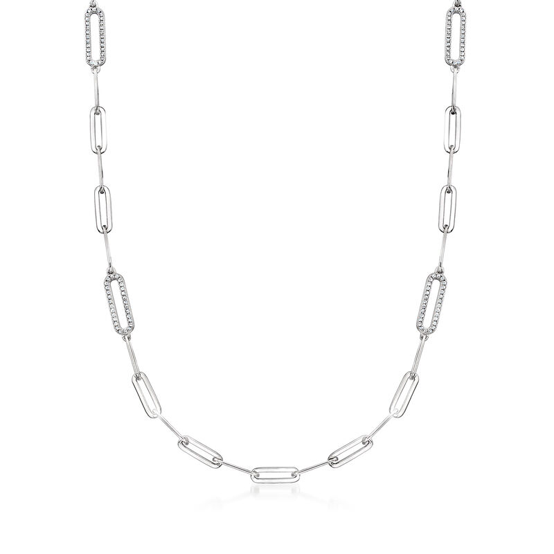 Charles Garnier 1.57 ct. t.w. CZ Paper Clip Link Necklace in Sterling Silver. 36" image number 1