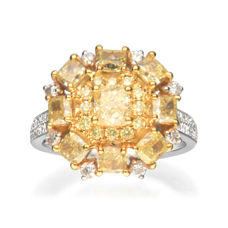 3.24 ct. t.w. Yellow and White Diamond Ring in 18kt Two-Tone Gold. Size 7 image number 0