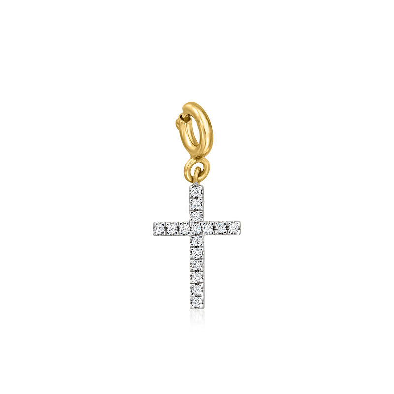 .10 ct. t.w. Diamond Cross Charm in 18kt Gold Over Sterling  image number 0