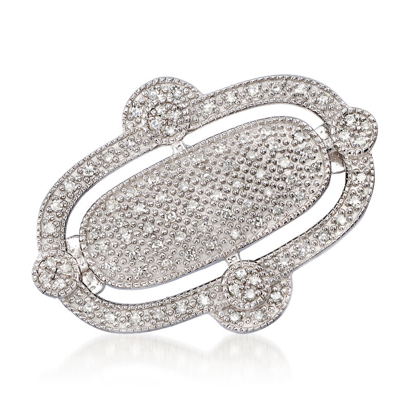 .25 ct. t.w. Pave Diamond Double-Oval Pin in Sterling Silver image number 0