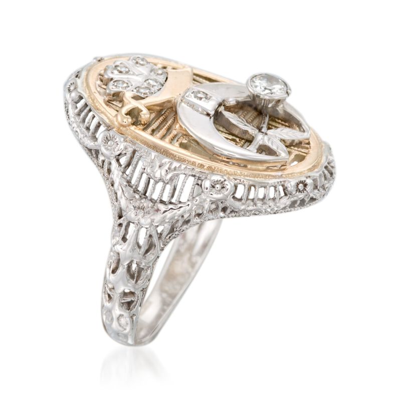 C. 2000 Vintage .20 ct. t.w. Diamond Shriners Symbol Ring in 14kt Two-Tone Gold. Size 5.75 image number 2