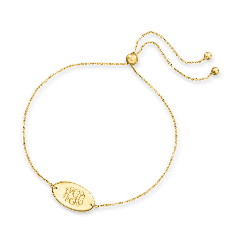 14kt Yellow Gold Personalized Oval Bolo Bracelet image number 1
