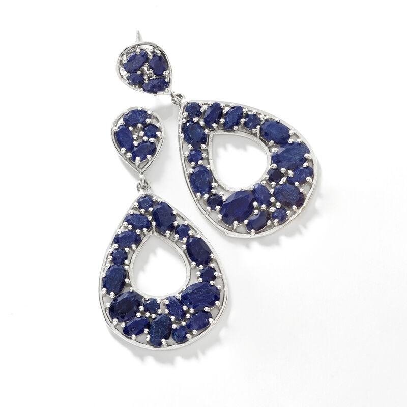 16.85 ct. t.w. Sapphire Earrings in Sterling Silver image number 2