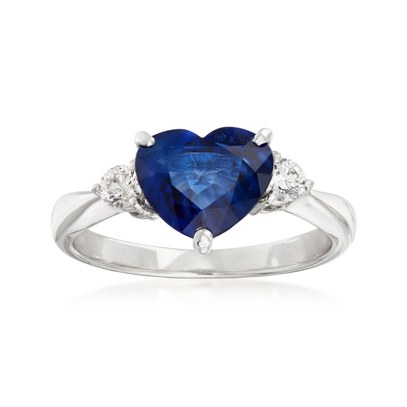 C. 1980 Vintage 2.51 Carat Sapphire Heart and .20 ct. t.w. Diamond Ring in Platinum. Size 6.25 image number 0