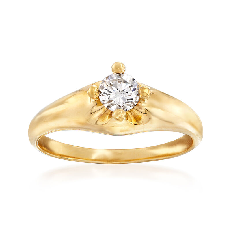 C. 1990 Vintage Bulgari .30 Carat Diamond Engagement Ring in 18kt Yellow Gold. Size 5.25 image number 0