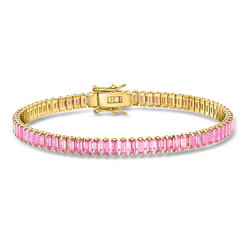 7.75 ct. t.w. Lab-Grown Pink Sapphire Tennis Bracelet in 18kt Gold Over Sterling image number 0