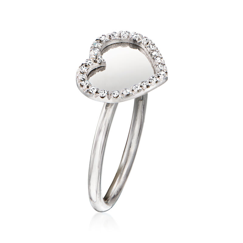 C. 1990 Vintage .12 ct. t.w. Diamond Heart Ring in 18kt White Gold. Size 6.5 image number 2