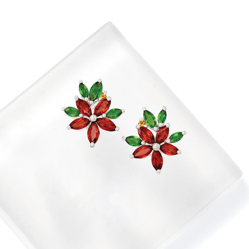 2.62 ct. t.w. Multi-Gemstone Flower Earrings in Sterling Silver image number 3