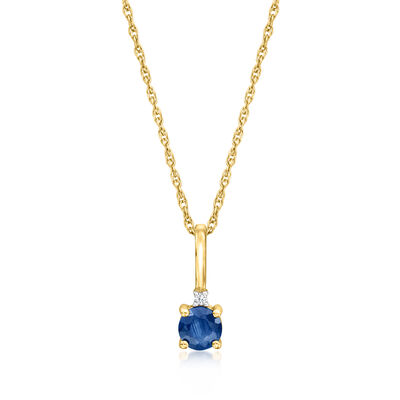 .20 Carat Sapphire Pendant Necklace with Single Diamond in 14kt Yellow Gold