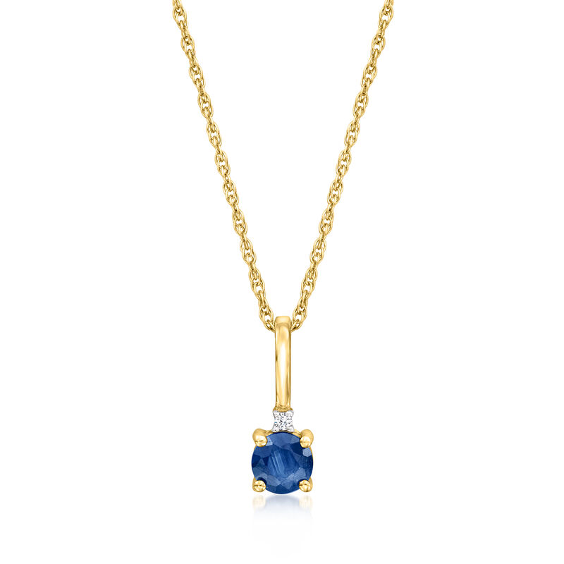.20 Carat Sapphire Pendant Necklace with Single Diamond in 14kt Yellow Gold. 18" image number 1