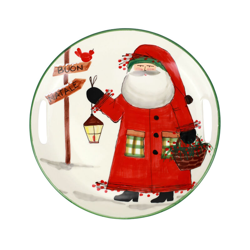 Vietri &quot;Old St. Nick&quot; Round Tray from Italy image number 0